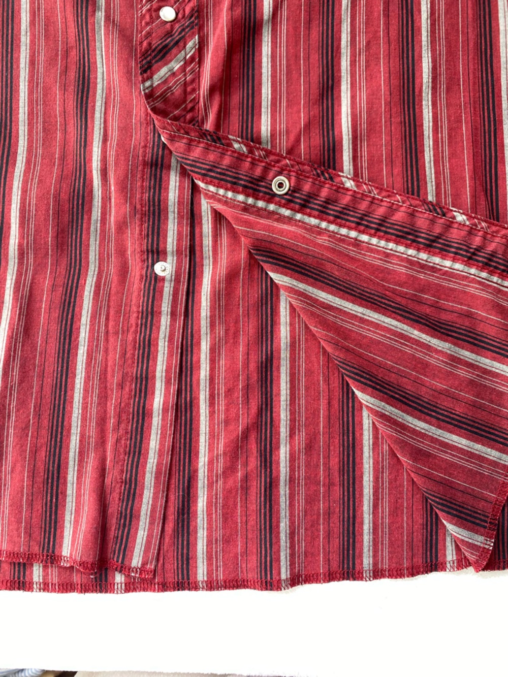 Wrangler Men's Short Sleeve Striped Western Pearl Snap Shirt XXL Red Y2K Vintage - Picture 8 of 9